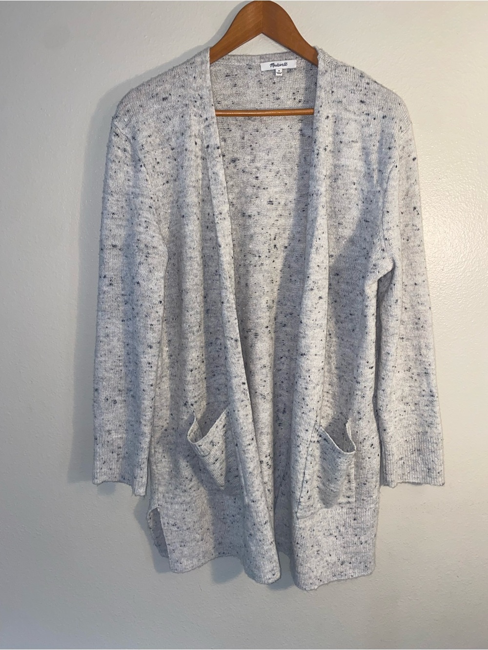 Madewell Donegal Kent Open Front Cardigan Sweater Grey Speckled Medium
